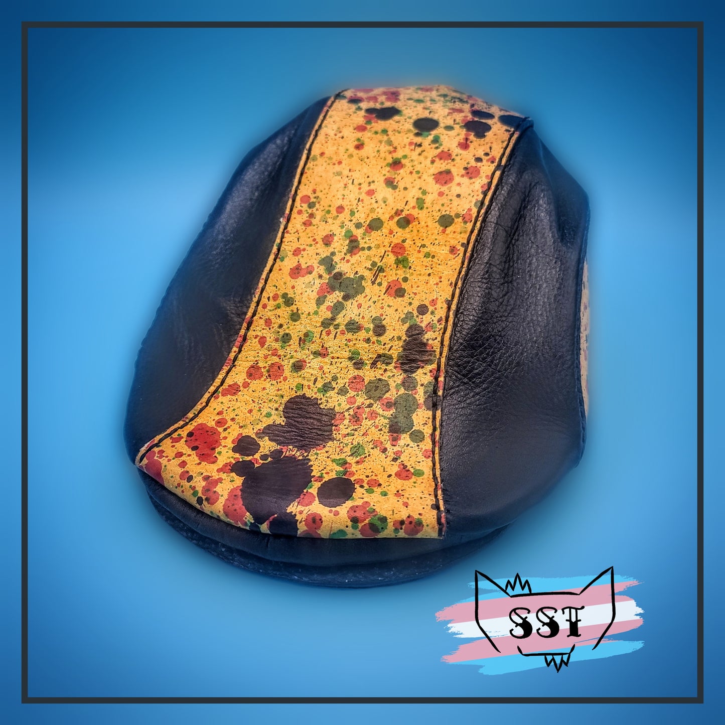 Center Leather Splatter Yellow Flat Cap